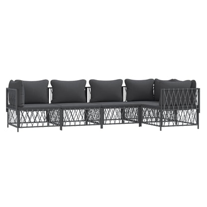 5-Delige Loungeset Met Kussens Staal Kleurig 1