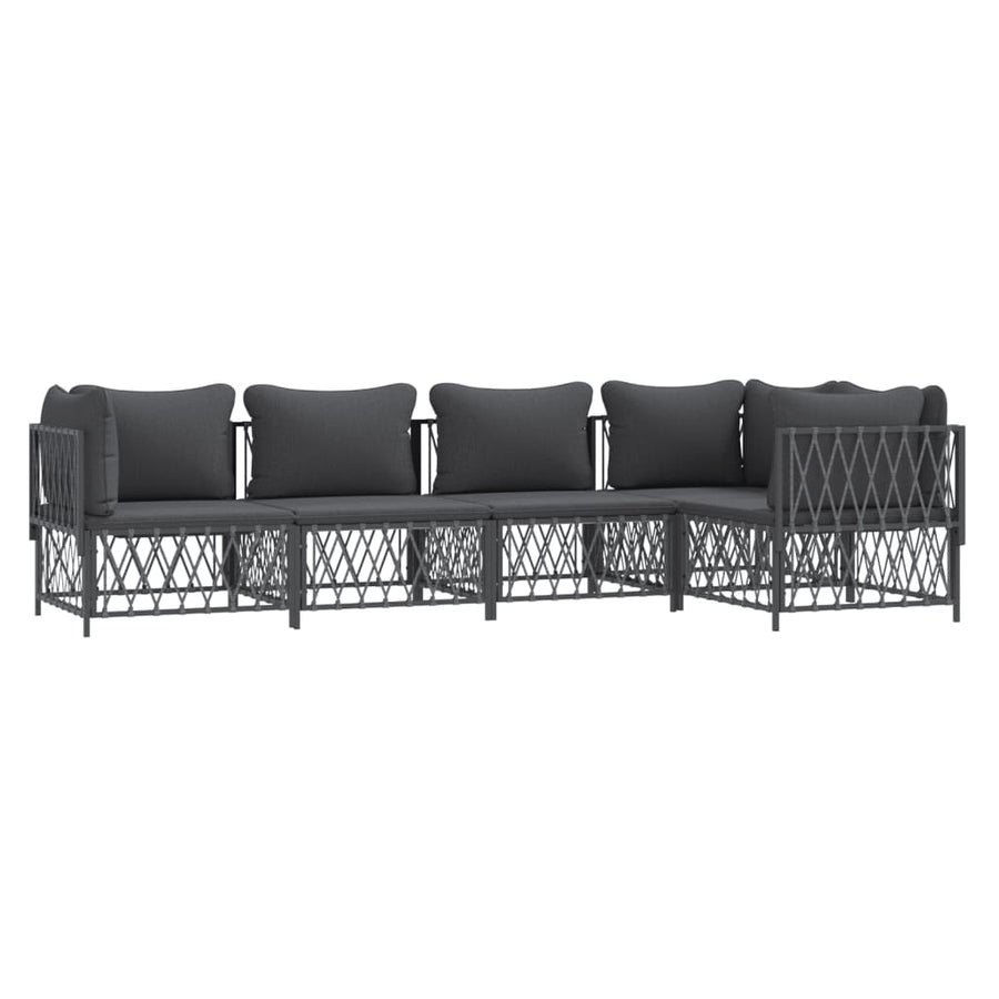 5-Delige Loungeset Met Kussens Staal Kleurig 1