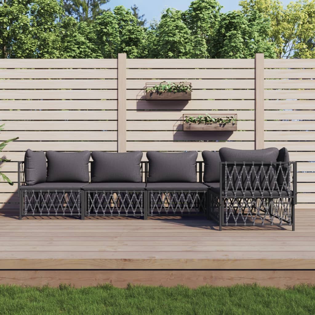 5-Delige Loungeset Met Kussens Staal Kleurig 1