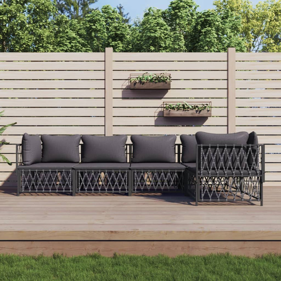 5-Delige Loungeset Met Kussens Staal Kleurig 1