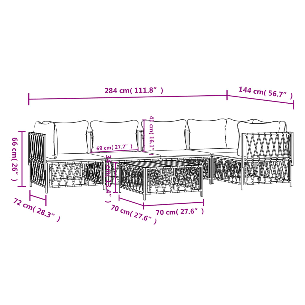 6-Delige Loungeset Met Kussens Staal 1