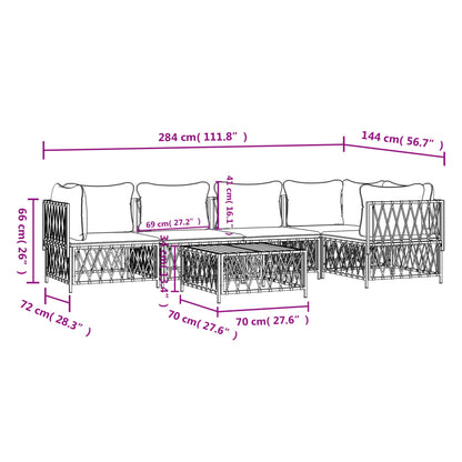 6-Delige Loungeset Met Kussens Staal 1
