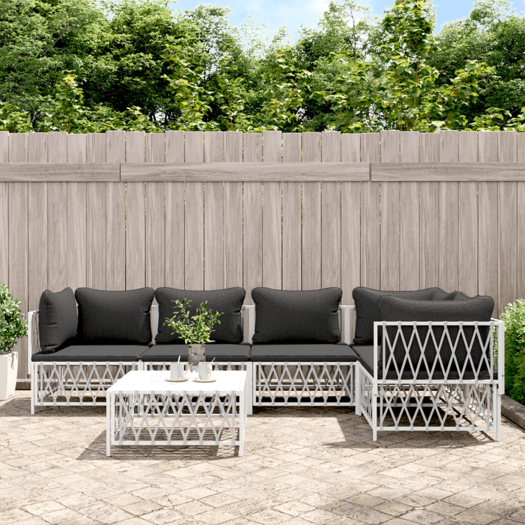 6-Delige Loungeset Met Kussens Staal 1