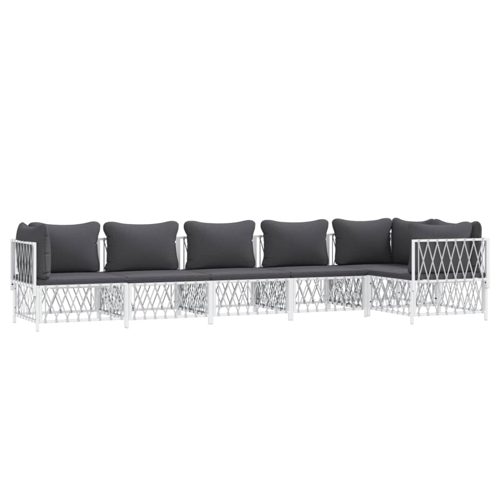 6-Delige Loungeset Met Kussens Staal 1