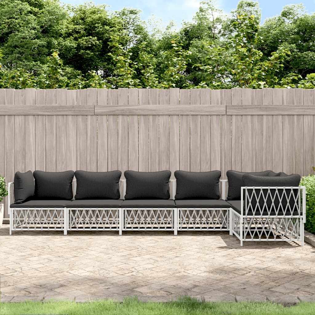 6-Delige Loungeset Met Kussens Staal 1