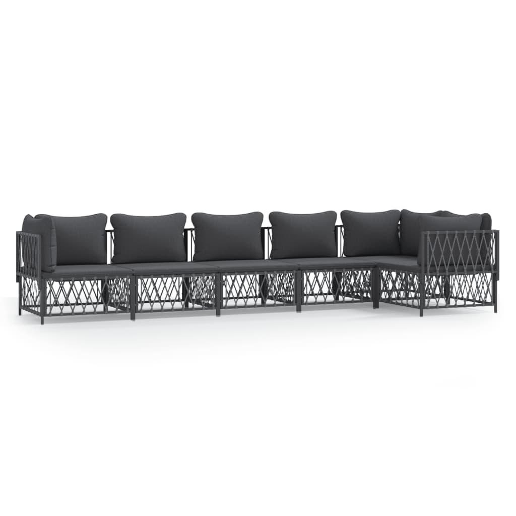 6-Delige Loungeset Met Kussens Staal Kleurig 1