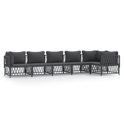 6-Delige Loungeset Met Kussens Staal Kleurig 1