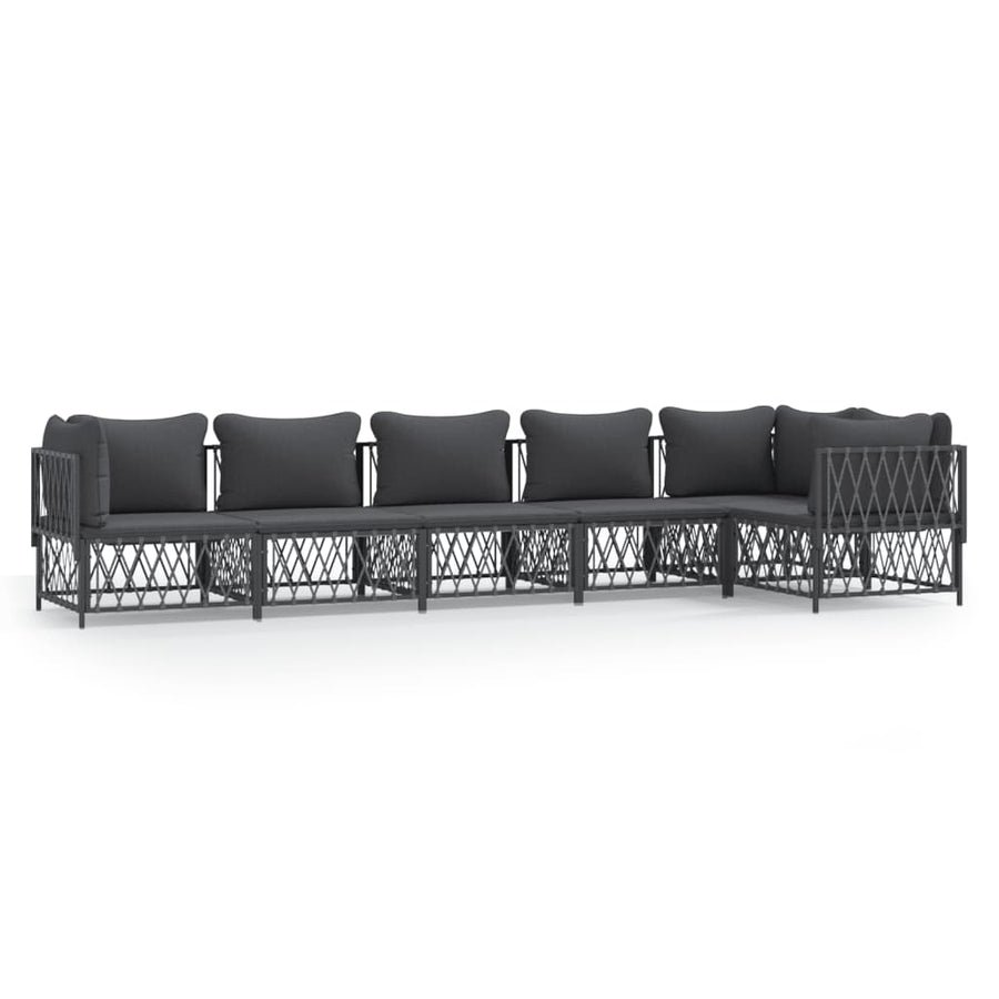 6-Delige Loungeset Met Kussens Staal Kleurig 1