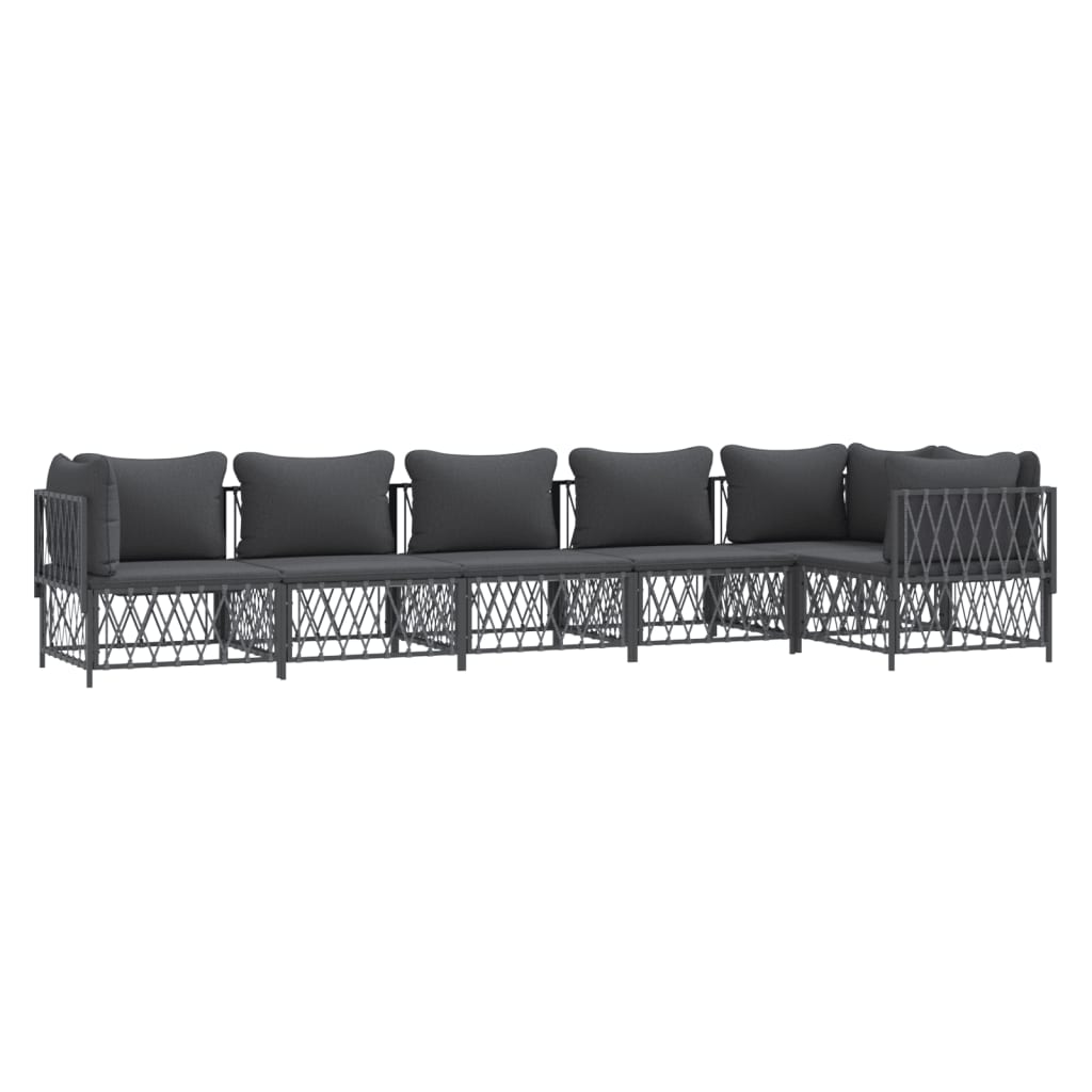 6-Delige Loungeset Met Kussens Staal Kleurig 1