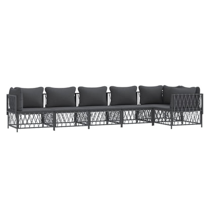 6-Delige Loungeset Met Kussens Staal Kleurig 1