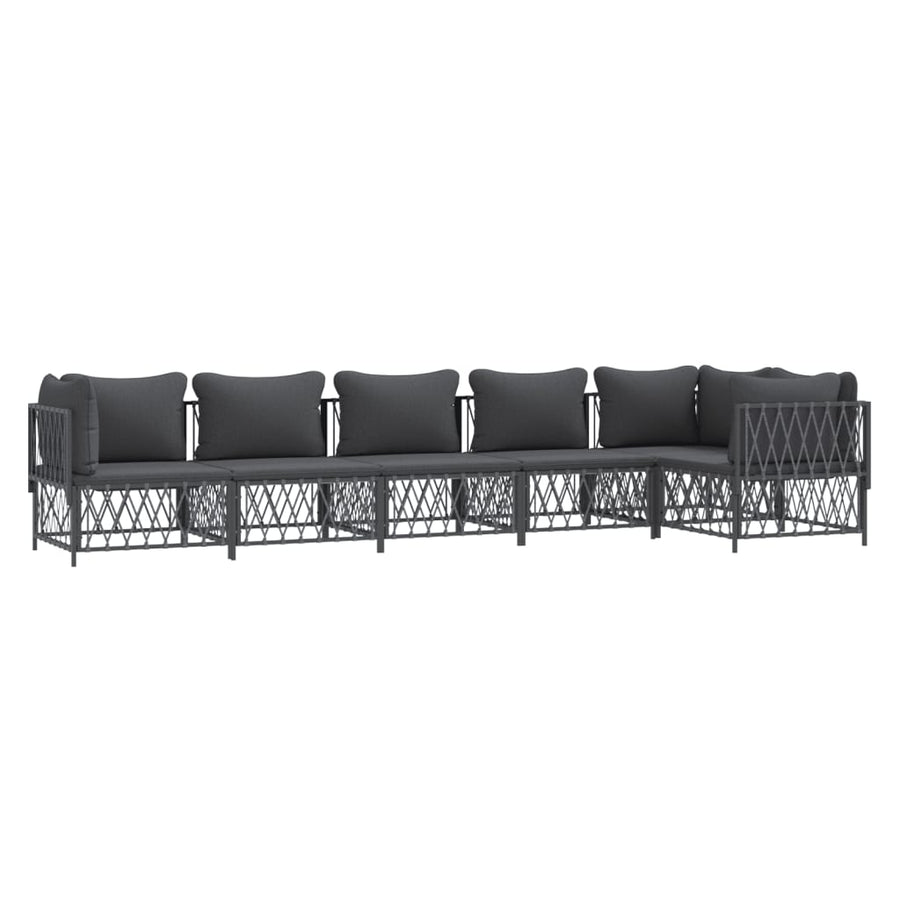 6-Delige Loungeset Met Kussens Staal Kleurig 1