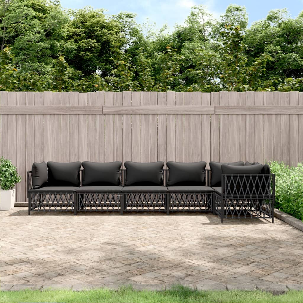 6-Delige Loungeset Met Kussens Staal Kleurig 1