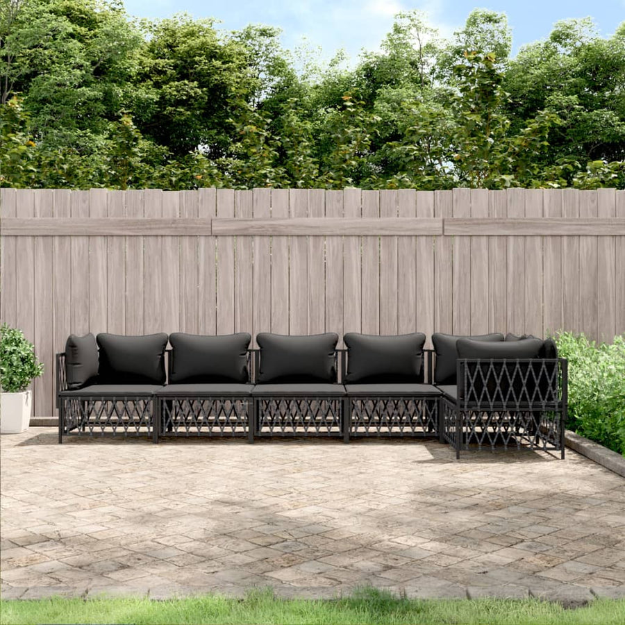 6-Delige Loungeset Met Kussens Staal Kleurig 1