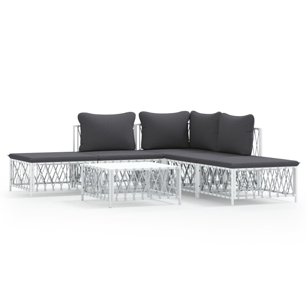 6-Delige Loungeset Met Kussens Staal 1