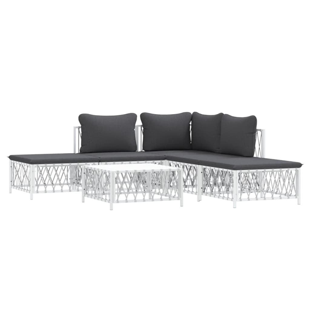 6-Delige Loungeset Met Kussens Staal 1