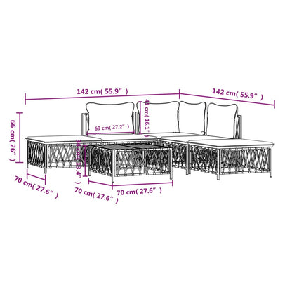 6-Delige Loungeset Met Kussens Staal 1