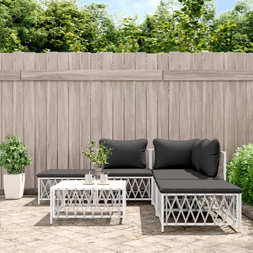 6-Delige Loungeset Met Kussens Staal 1