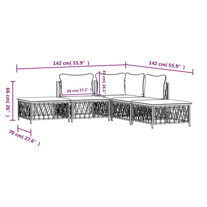5-Delige Loungeset Met Kussens Staal 1