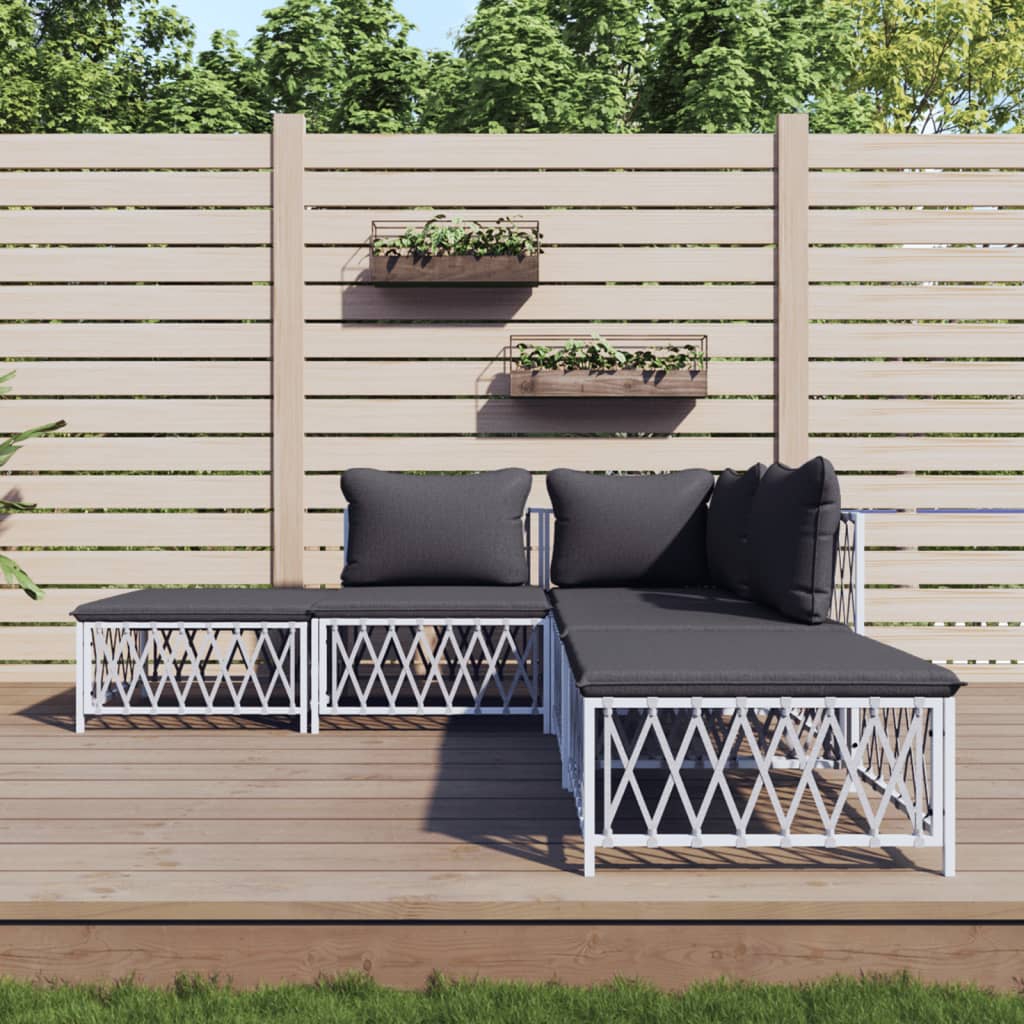 5-Delige Loungeset Met Kussens Staal 1