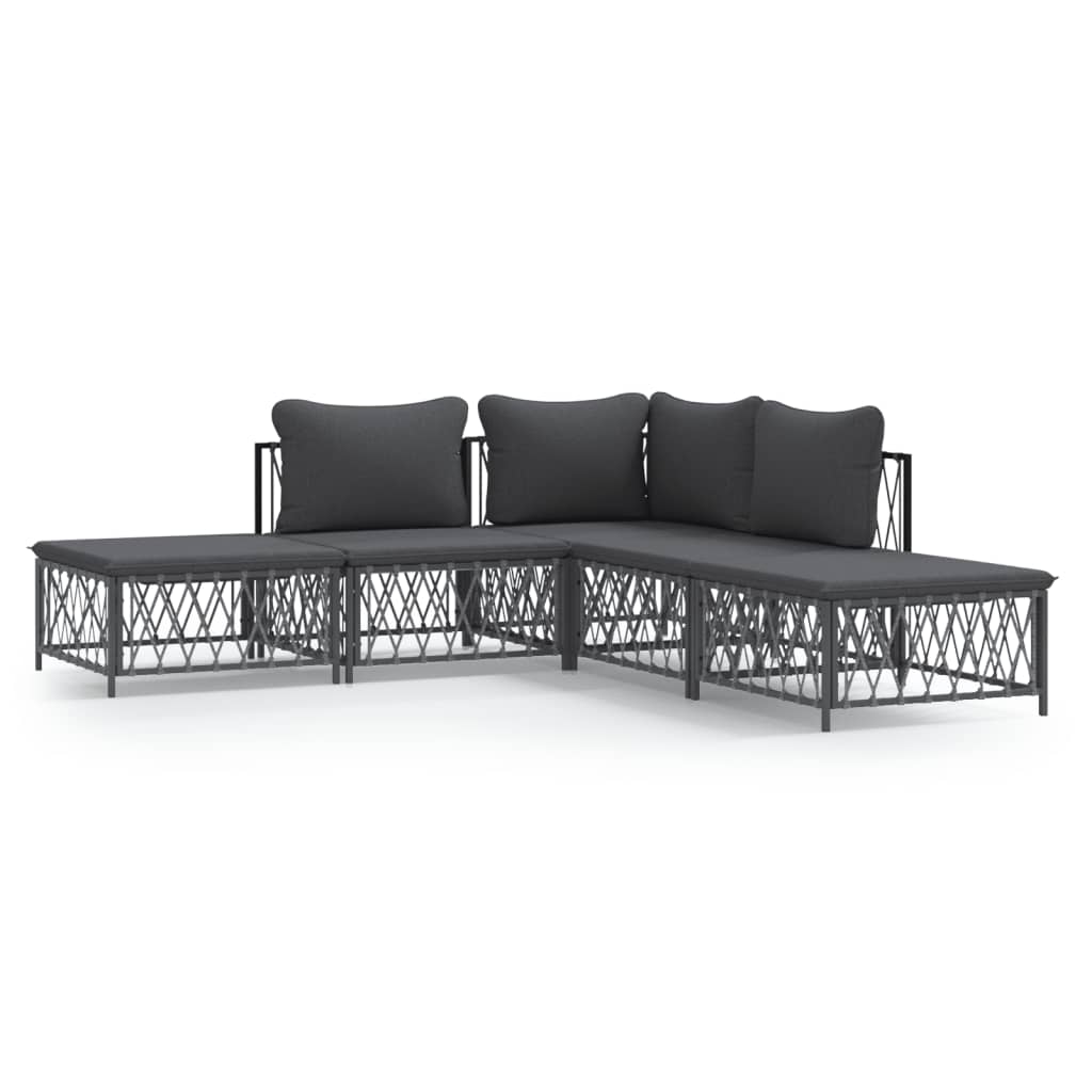 5-Delige Loungeset Met Kussens Staal Kleurig 1