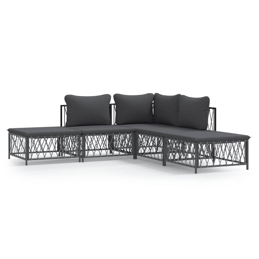 5-Delige Loungeset Met Kussens Staal Kleurig 1