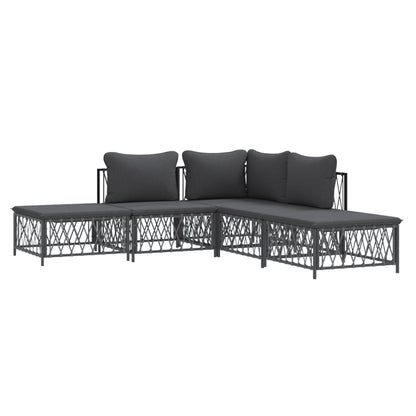 5-Delige Loungeset Met Kussens Staal Kleurig 1