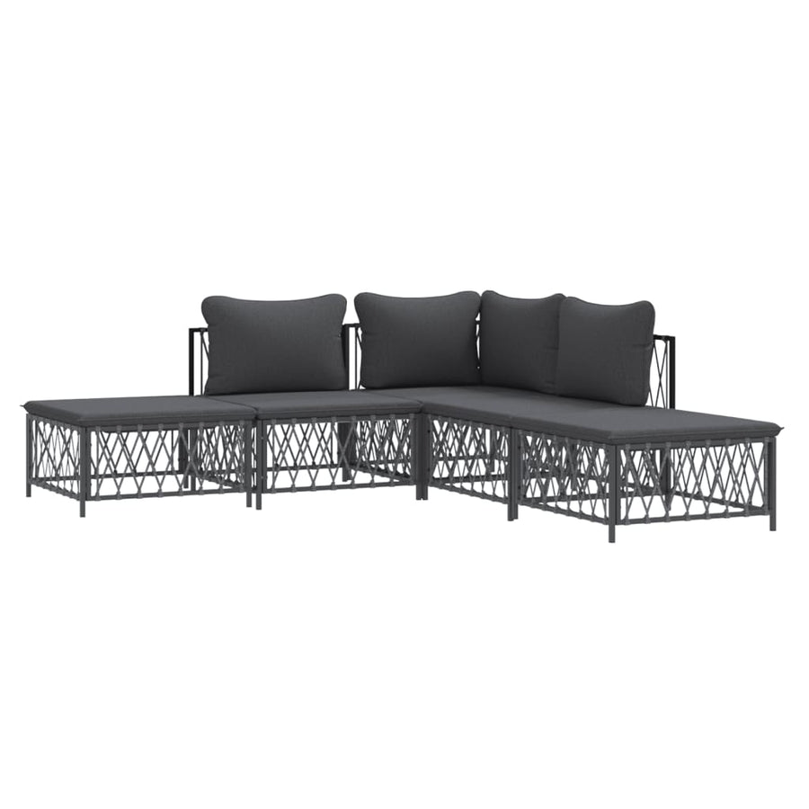 5-Delige Loungeset Met Kussens Staal Kleurig 1