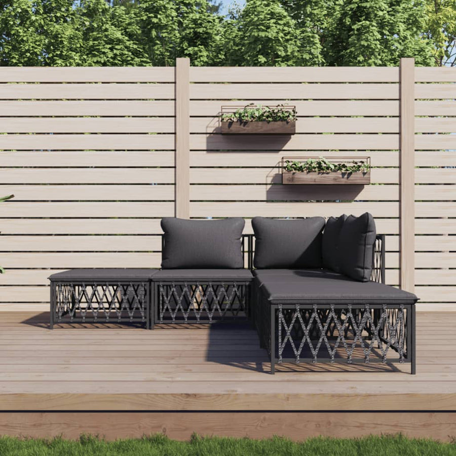 5-Delige Loungeset Met Kussens Staal Kleurig 1