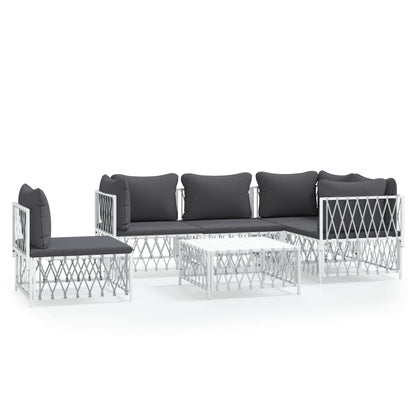 6-Delige Loungeset Met Kussens Staal 1