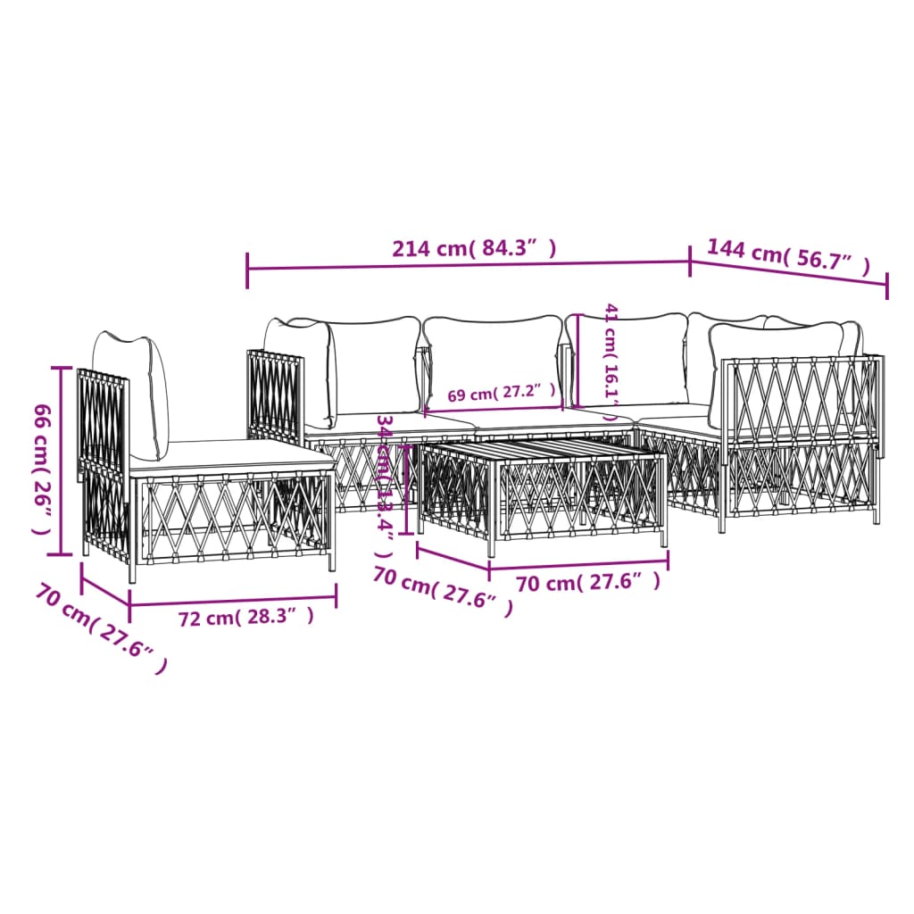6-Delige Loungeset Met Kussens Staal 1