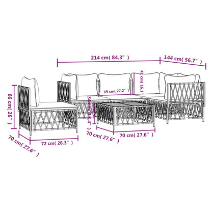 6-Delige Loungeset Met Kussens Staal 1