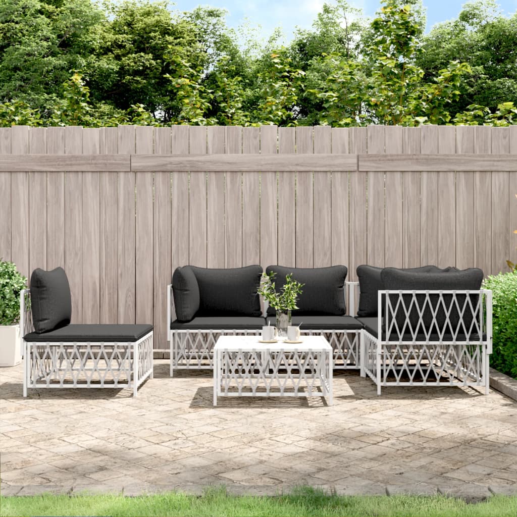 6-Delige Loungeset Met Kussens Staal 1