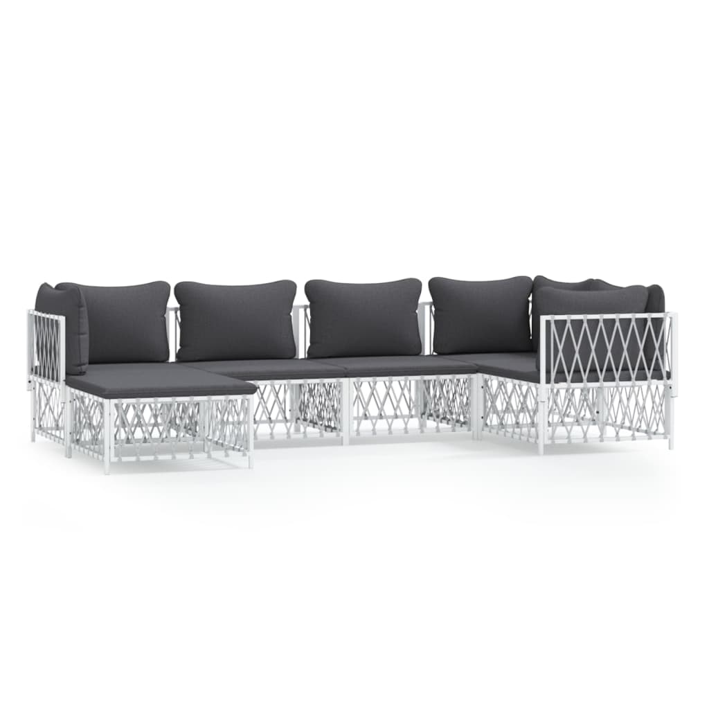 6-Delige Loungeset Met Kussens Staal 1
