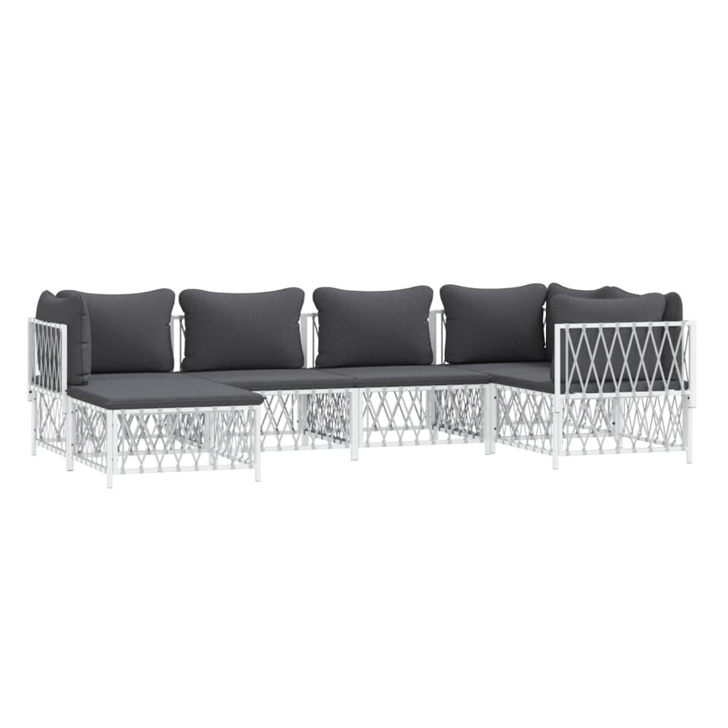 6-Delige Loungeset Met Kussens Staal 1