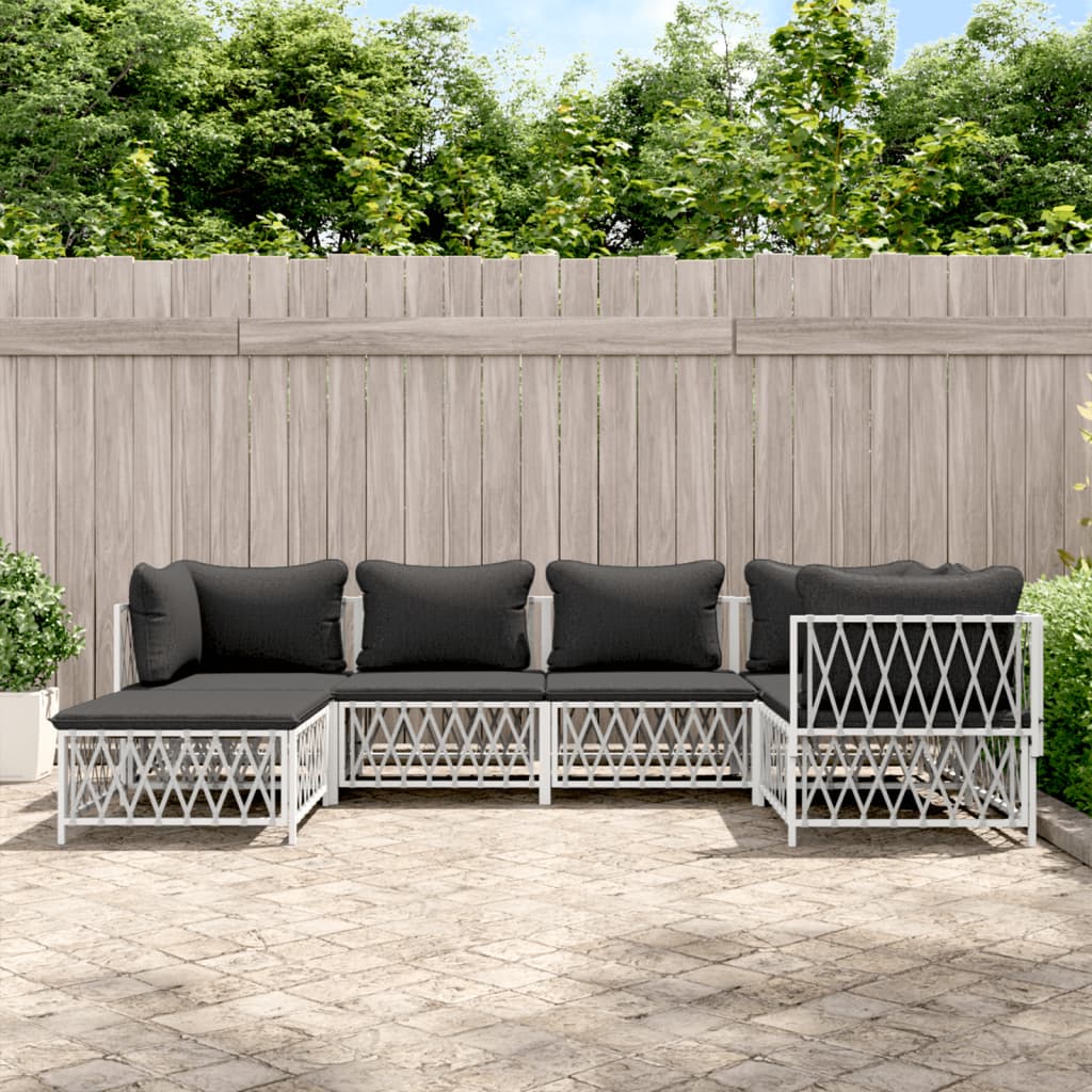 6-Delige Loungeset Met Kussens Staal 1