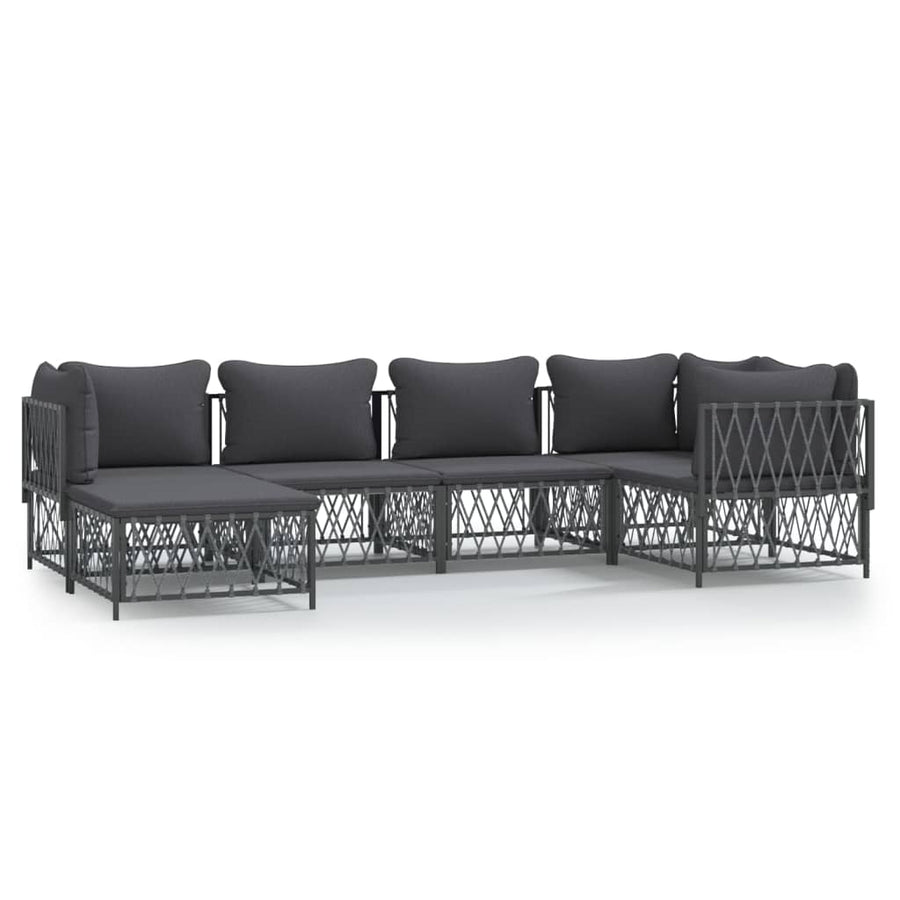 6-Delige Loungeset Met Kussens Staal Kleurig 1