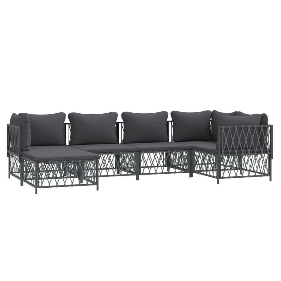 6-Delige Loungeset Met Kussens Staal Kleurig 1