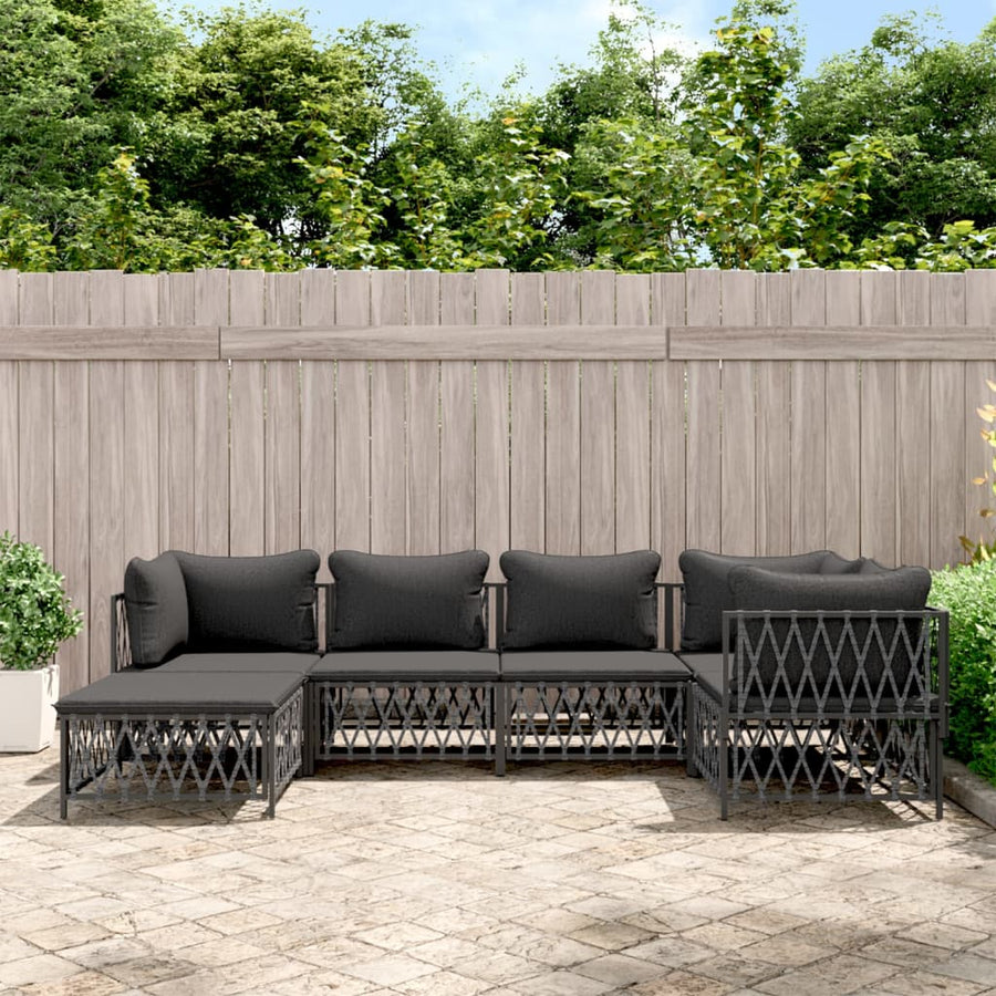 6-Delige Loungeset Met Kussens Staal Kleurig 1