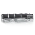 Loungeset 7-delig staal wit met kussens