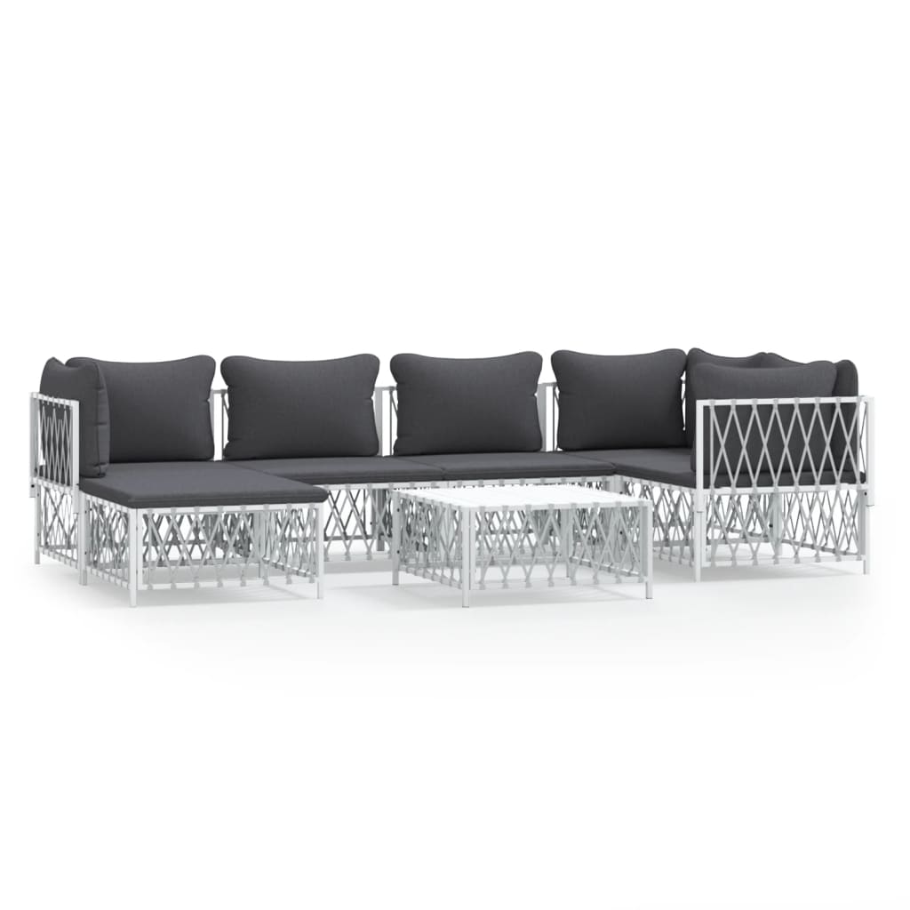 7-Delige Loungeset Met Kussens Staal 1