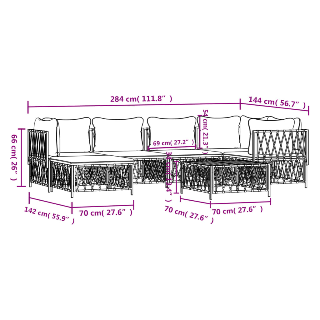 7-Delige Loungeset Met Kussens Staal 1
