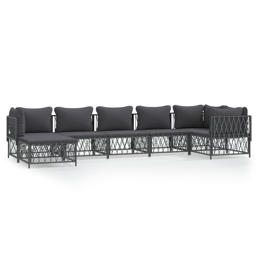7-Delige Loungeset Met Kussens Staal Kleurig 1