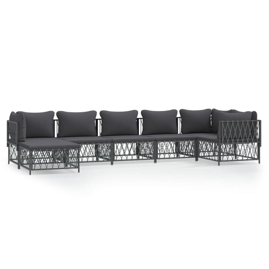 7-Delige Loungeset Met Kussens Staal Kleurig 1