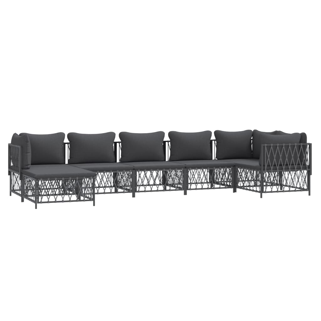 7-Delige Loungeset Met Kussens Staal Kleurig 1