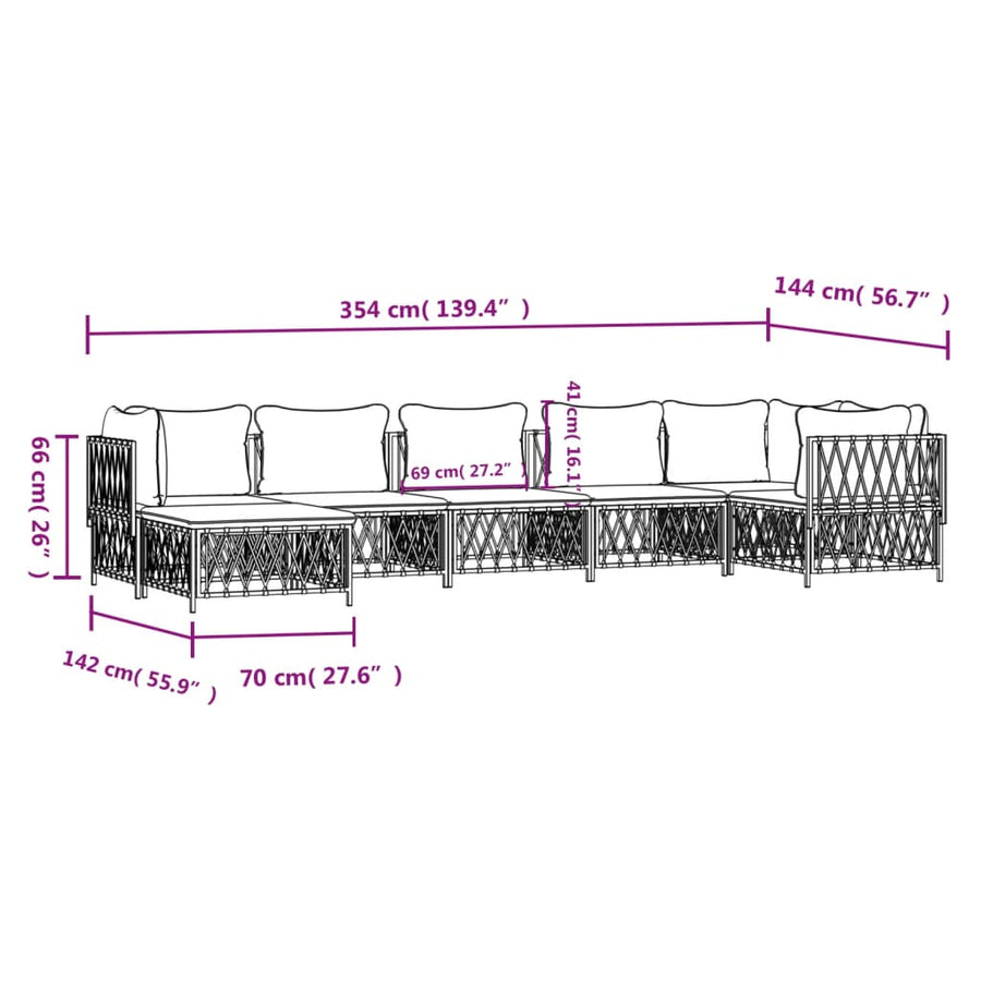 7-Delige Loungeset Met Kussens Staal Kleurig 1