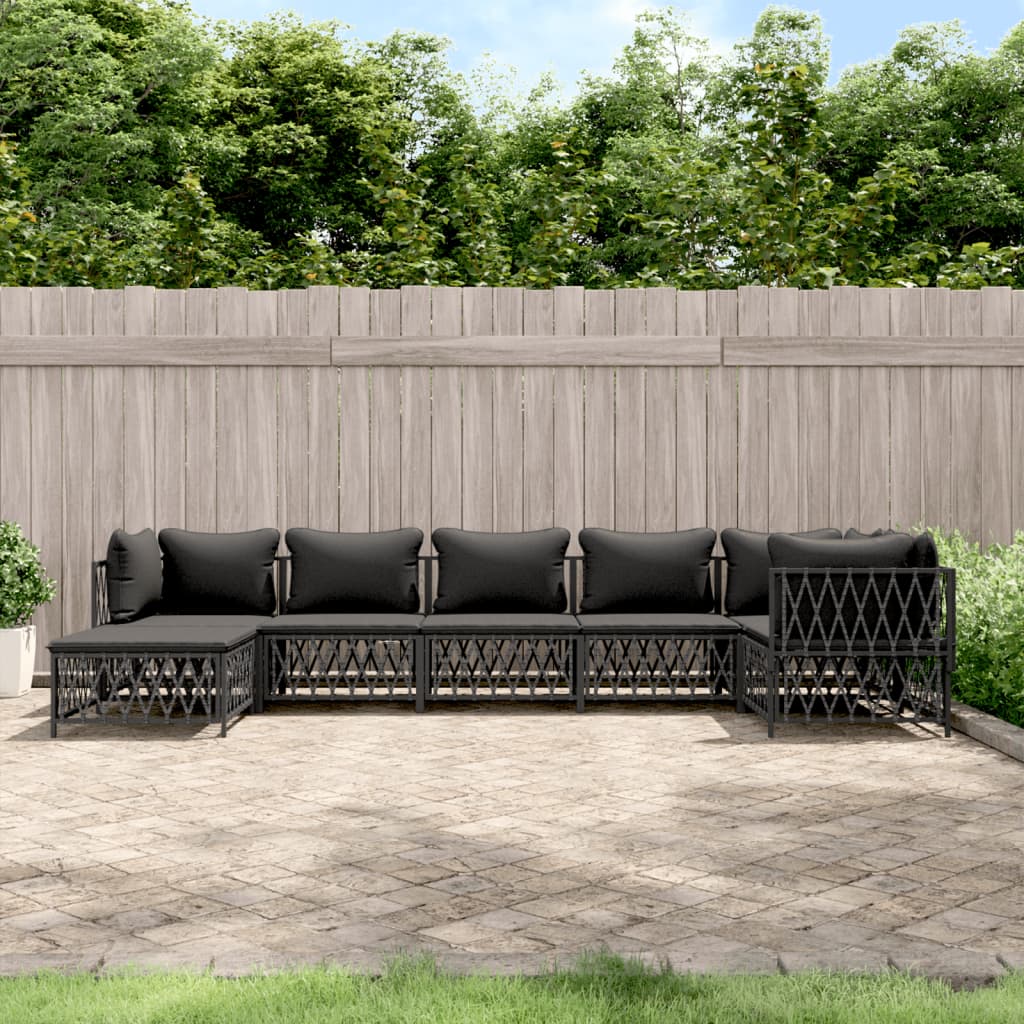 7-Delige Loungeset Met Kussens Staal Kleurig 1