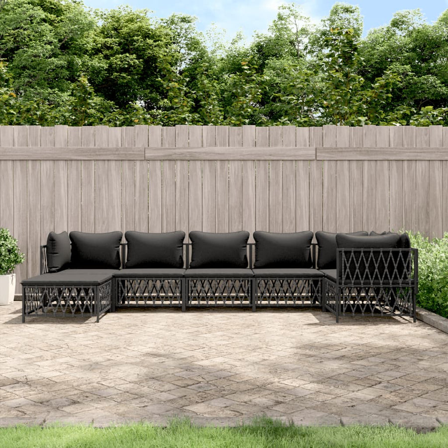 7-Delige Loungeset Met Kussens Staal Kleurig 1
