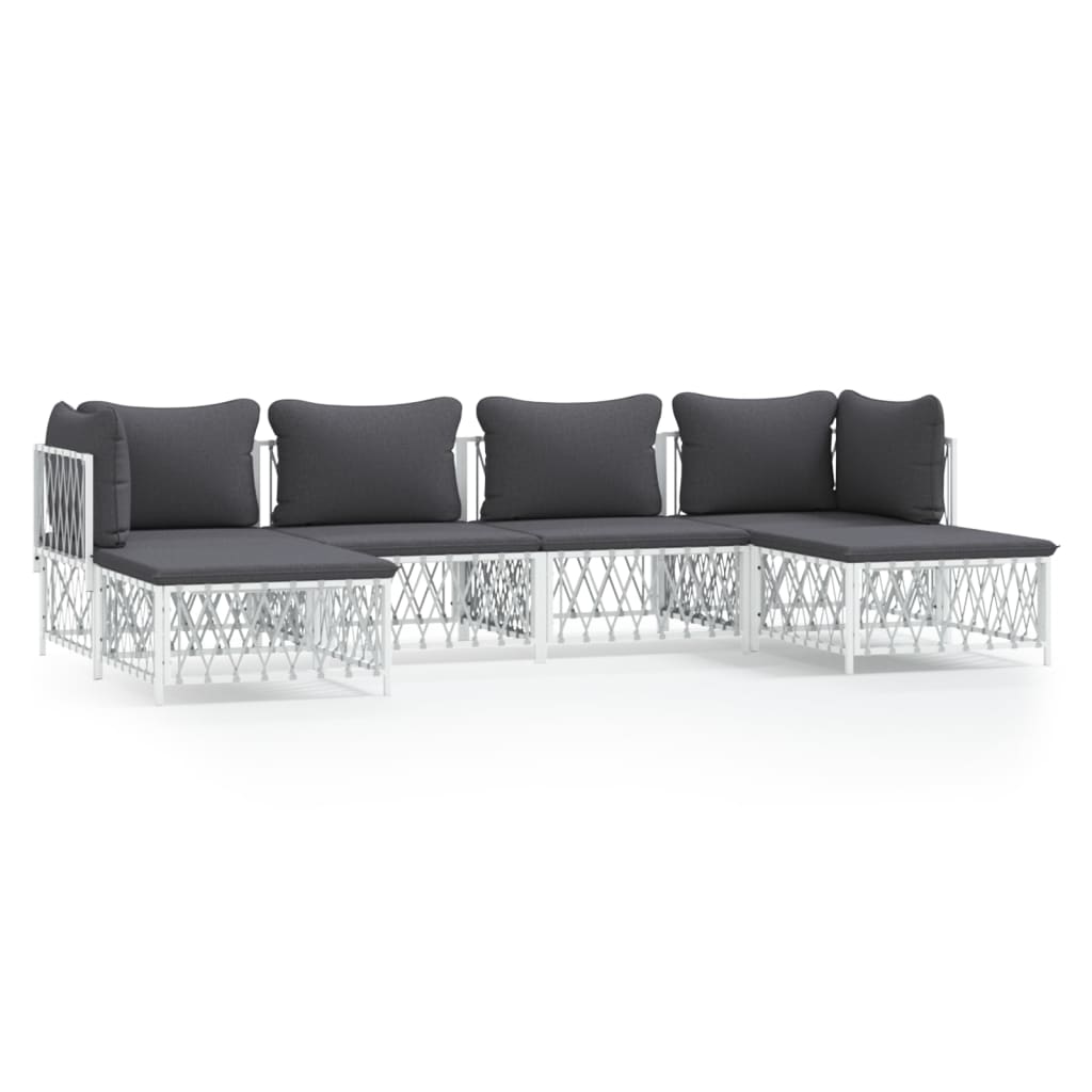 6-Delige Loungeset Met Kussens Staal 1