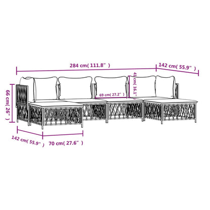 6-Delige Loungeset Met Kussens Staal 1