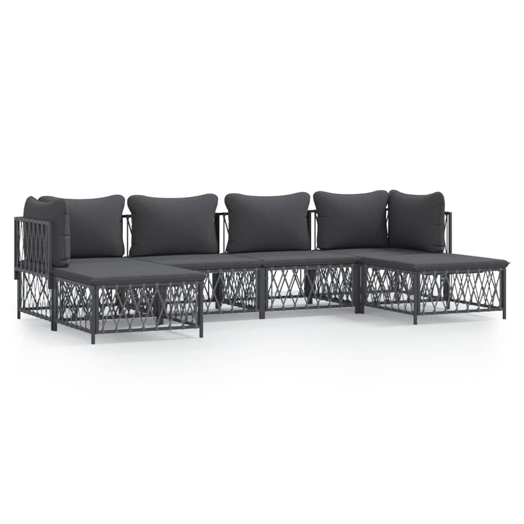 6-Delige Loungeset Met Kussens Staal Kleurig 1